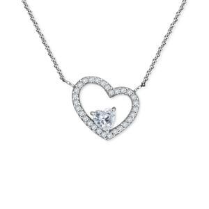 Cubic Zirconia Heart Pendant Necklace, 16"